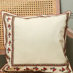 Myntra Elegant Homes Heritage Charm White & Red Floral Cotton Square Cushion Cover-image-78