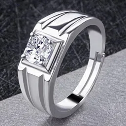 MEENAZ Silver-Plated AD Studded Adjustable Finger Ring-image-93