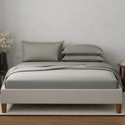 Boutique Living India Emblem Grey Pure Cotton 300 TC King Bedsheet Set - 2.74 m x 2.74 m-picture-27