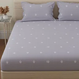 Huesland Grey & White Floral Printed 144 TC Pure Cotton King Bedsheet Set 1.08cm x 1.08cm-image-71