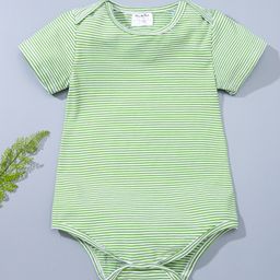 Kookie Kids Half Sleeves Onesies Stripes Print - Green-picture-34
