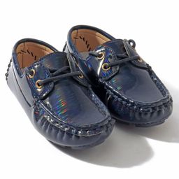 Cute Walk by Babyhug Lace Party Wear Loafer Shoes - Blue-picture-10