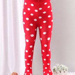 Mustang Footed Tights Polka Design - Red-image-45