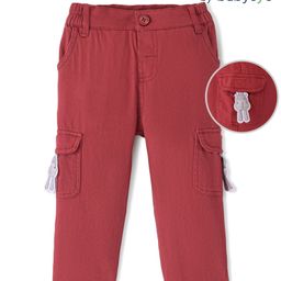 Babyoye Cotton Lycra Full Length Trousers With Solid Colour - Maroon-image-70