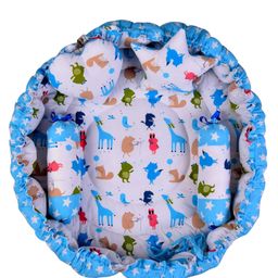 Babytoons Baby Cotton Super Soft Reversible Nest | Bed | Bedding Set (0-12 Months)  Blue-image-65