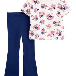 Carter's Half Sleeves 2-Piece Floral Jersey Tee & Flare Legging Set - Ivory & Navy-image-33