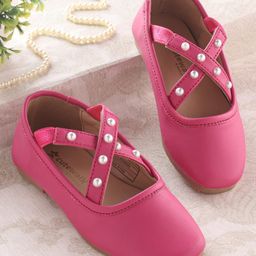 Cute Walk by Babyhug Slip On Ballerinas with Pear Detailing -  Dark Pink-image-109