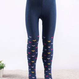 Cute Walk by Babyhug Knit Antibacterial  Footed Tights Heart Design - Navy Blue-image-85