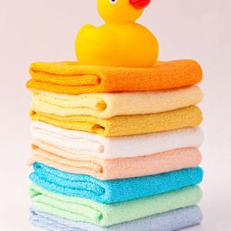 Ben Benny Terry Solid Color Hand & Face Towels Pack of 8 L 25 x B 25 cm with a Duck Toy - Yellow & Light Blue-picture-28