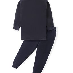 Bodycare Cotton Full Sleeves Solid Colour Thermal Vest  & Pant Set  - Black-image-51