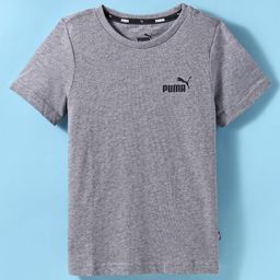 PUMA Cotton Knit Half Sleeves T-Shirt with Brand Logo Print - Gray-image-34