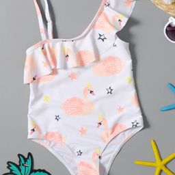 The Mom Store Sleeveless Flamingo Printed Swimsuit - White-image-19