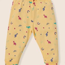 Nauti Nati Cotton Dinosaur & Hearts Printed Pant - Yellow-image-9