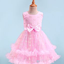 Mark & Mia Woven Sleeveless Party Dress With Butterfly Embroidery & Bow Applique - Pink-image-75
