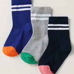 Kookie Kids Socks With Stripe Pack Of 3 - Grey & Blue-image-83