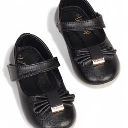 Lil Lollipop Bow Applique Detailed With Velcro Closure Mary Jane Ballerinas - Black-image-130