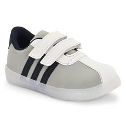 Stefens Colour Blocked Double Velcro Closure Sneakers - White & Grey-image-23