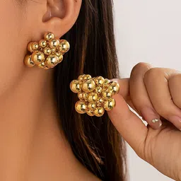 StyleCast Brass-Plated Artificial Beaded Contemporary Studs-5