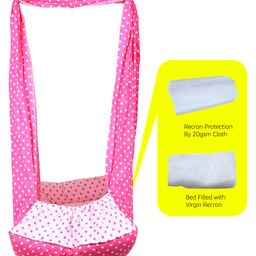 Beetot Baby Cradle For Newborns With Ultra Soft Cotton Fabric Along with Mosquito Net-Pink image 2