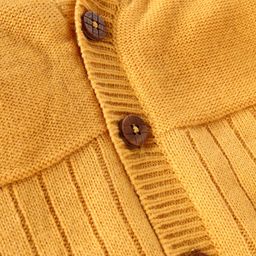Babyhug Knitted Full Sleeves Front Open Hooded Sweater with Stripe Design - Yellow image 3