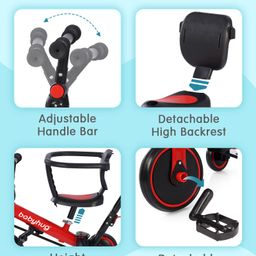 Babyhug Most Advanced 5 in 1 Tricycle with Adjustable Parent Handle - Red image 3