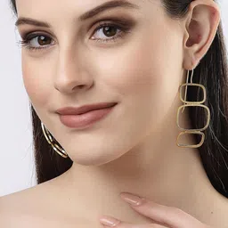 DressBerry Gold-Plated Square Drop Earrings-56