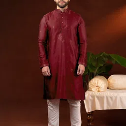 TheEthnic.Co Ethnic Motifs Embroidered Sequinned Art Silk Kurta-picture-40