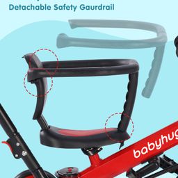 Babyhug Most Advanced 5 in 1 Tricycle with Adjustable Parent Handle - Red image 4