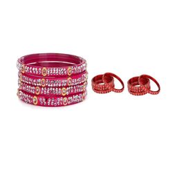 SOMIL Set of 12 Pink Alloy Bangles-image-99