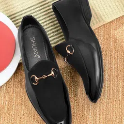 SHUAN Men Solid Pointed Toe Slip-On Formal Shoes-image-25