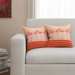 SEJ by Nisha Gupta Beige & Orange Cushion Covers - Set of 2-21