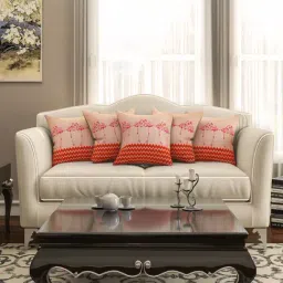 SEJ by Nisha Gupta Beige & Orange Cushion Covers - Set of 5-2