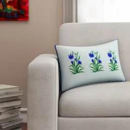 SEJ by Nisha Gupta Light Grey & Blue Cushion Covers - Set of 1-40