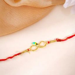 GIVA 925 Sterling Silver Golden Eternal Mor Rakhi-image-99