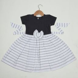 BAESD Girls Striped Monochrome Fit & Flare Dress-image-49