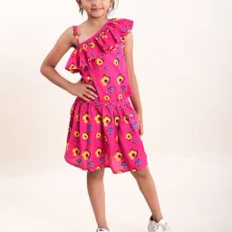 Kiddopanti Kids Pink Printed Dress-image-116