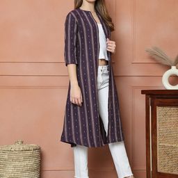 Enchanted Drapes Printed Cotton Longline Open Front Shrug image 3