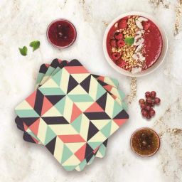 ICRAFT Multicolor MDF & Velvet Geometric Trivets - Set of 4-20