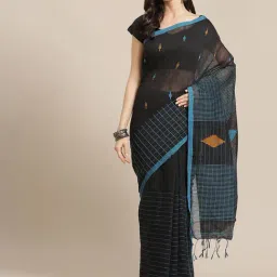 Kalakari India Black Woven Saree With Unstitched Blouse-picture-25