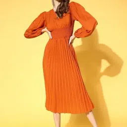 Melon by Pluss Rust Full Sleeves Empire-line Dress-image-20