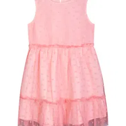 Budding Bees Kids Pink Embroidered Dress-image-86
