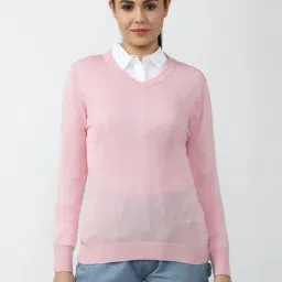 Van Heusen Pink V Neck Sweater-image-47