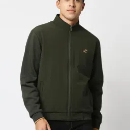 Pepe Jeans Green Full Sleeves Mock Collar Jacket-image-35