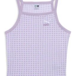 Puma Kids CLASSICS Match Point Lilac & White Cotton Printed Top-image-130