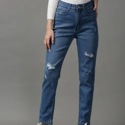 SHOWOFF Blue Solid Mid Rise Jeans-image-58