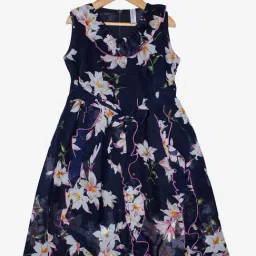 Kiddopanti Kids Navy Floral Print Dress-image-33