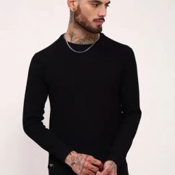 Showoff Black Cotton Slim Fit Sweatshirt-image-72