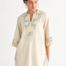 Shivani Bhargava Off White Song Of Summer Color Pants with Scallop Lace-image-5