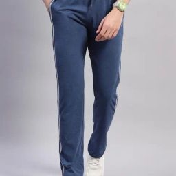 Monte Carlo Navy Melange Cotton Regular Fit Trackpants-image-29