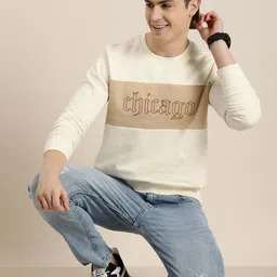 HERE&NOW Pure Cotton Colourblocked Embroidered Detailed Sweatshirt-picture-37